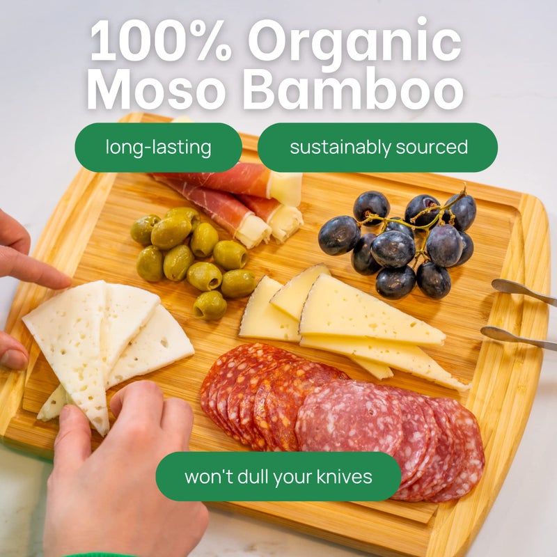 GREENER CHEF 12 Inch Small Bamboo Cutting Board with Lifetime Replacements - Small Wooden Chopping Board for Kitchen, Meat, Vegetables, Cheese, Bread, Charcuterie, and Everyday Food Prep - Image 2