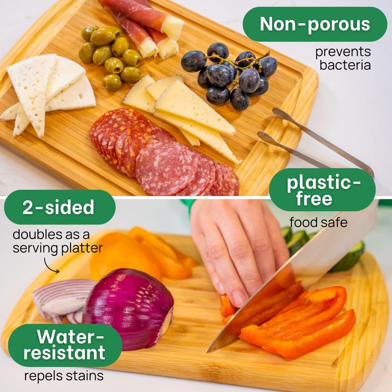 GREENER CHEF 12 Inch Small Bamboo Cutting Board with Lifetime Replacements - Small Wooden Chopping Board for Kitchen, Meat, Vegetables, Cheese, Bread, Charcuterie, and Everyday Food Prep - Image 5
