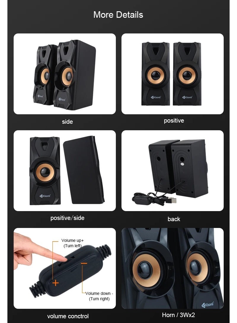 Kisonli U-9003 USB Speaker – Powerful Sound with Elegant Design for PC and Laptop - Image 5