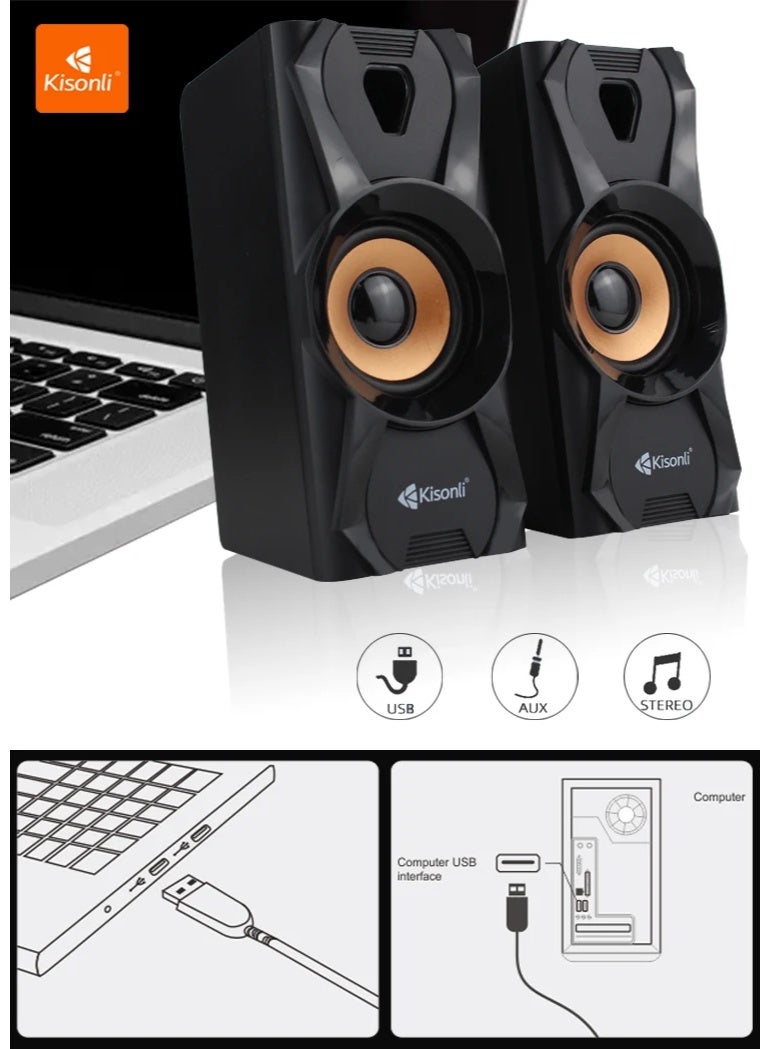 Kisonli U-9003 USB Speaker – Powerful Sound with Elegant Design for PC and Laptop - Image 4