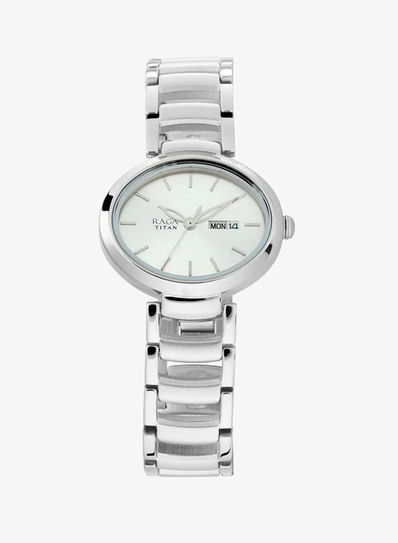 TITAN Titan Raga Viva Silver Dial Analog Day and Date Metal Strap Watch for Women 2620SM01