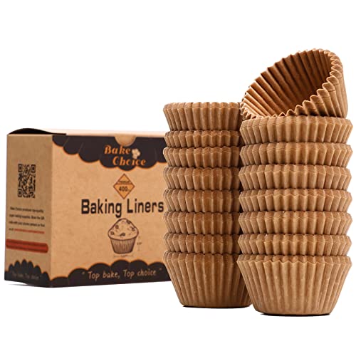 Bake Choice Non-Stick 400pcs Mini Cupcake Liners for Baking, Natural parchment muffin liners for Mini Muffin Pan, Cupcake Pan, Food Grade, Non Stick, Greaseproof - Image 1