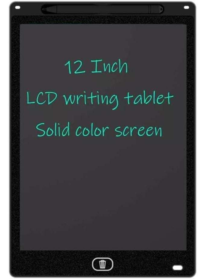 لوحة كتابة LCD مقاس 12 بوصة، لوحة رسم رقمية، دفتر ملاحظات بدون ورق، سبورة صغيرة، تدعم وظيفة مسح الشاشة، مزودة بقلم مدمج وبطارية زر. - Image 2