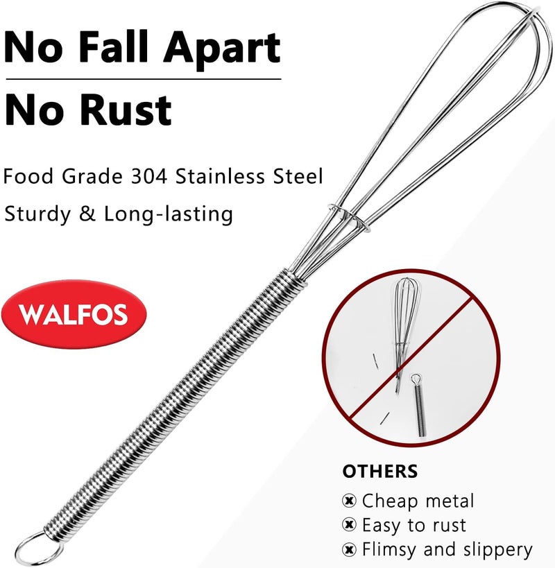 Walfos مخفقات صغيرة من الفولاذ المقاوم للصدأ من ، قطعتان صغيرتان، مقاس 5 و7 بوصة، مخفقة صغيرة للخفق، الضرب، خلط المكونات، خلط الصلصات. - Image 2
