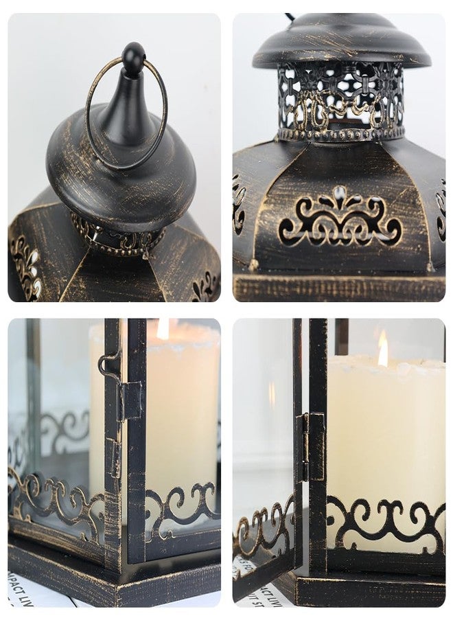 DECORKEY Large Lantern Decorative Outdoor & Indoor, Set of 2 (15’’&11’’) Metal Candle Lanterns Decor, Vintage Hanging Candle Holder for Front Porch Patio Wedding Farmhouse Home, Spring Decoration - Image 4