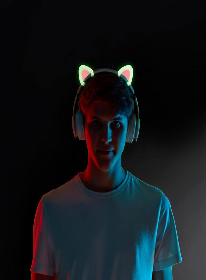 REEYEAR Glow in Night Cute Cat Ears Fits for HypreX Cloud/Cloud Stinger/Cloud Flight Headsets, Universal Fit Lovely Kitty Adjustable Attachment Straps for Gaming Headphone,Light Yellow&Pink - Image 3