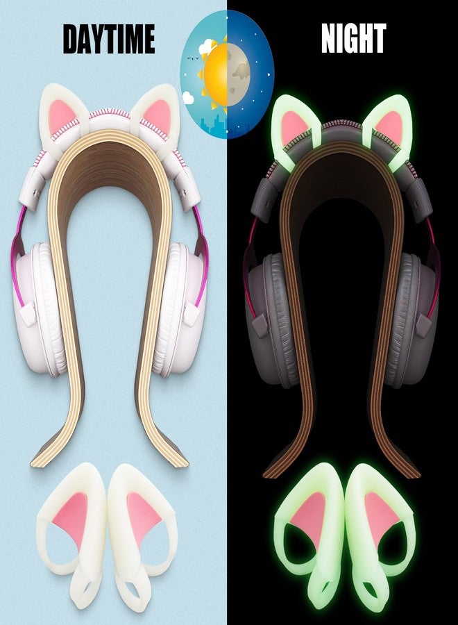 REEYEAR Glow in Night Cute Cat Ears Fits for HypreX Cloud/Cloud Stinger/Cloud Flight Headsets, Universal Fit Lovely Kitty Adjustable Attachment Straps for Gaming Headphone,Light Yellow&Pink - Image 4