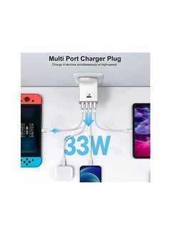 Aioneus USB Charger, 4-Port USB Fast Charger Plug with 44W Intelligent Quick Charge 3.0 Charger Adapter, Multi USB Charging Block for iPhone 14 13 12 11 Pro Max XS 8 7 6s,Samsung S21 S20 S10 S9 S8  - Image 3