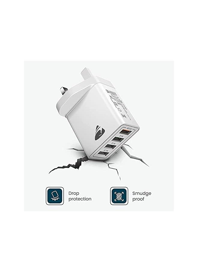 Aioneus - USB Charger, 4-Port USB Fast Charger Plug with 44W Intelligent Quick Charge 3.0 Charger Adapter, Multi USB Charging Block for iPhone 14 13 12 11 Pro Max XS 8 7 6s,Samsung S21 S20 S10 S9 S8 - Image 1