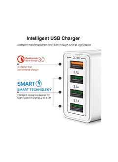 Aioneus USB Charger, 4-Port USB Fast Charger Plug with 44W Intelligent Quick Charge 3.0 Charger Adapter, Multi USB Charging Block for iPhone 14 13 12 11 Pro Max XS 8 7 6s,Samsung S21 S20 S10 S9 S8  - Image 4