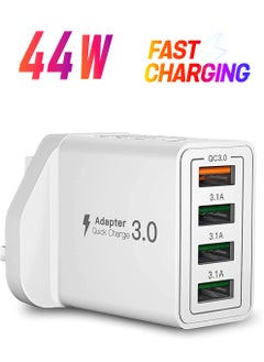 Aioneus USB Charger, 4-Port USB Fast Charger Plug with 44W Intelligent Quick Charge 3.0 Charger Adapter, Multi USB Charging Block for iPhone 14 13 12 11 Pro Max XS 8 7 6s,Samsung S21 S20 S10 S9 S8  - Image 1
