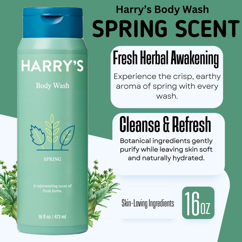 Harry's Men's Body Wash, 18 Fl oz (Pack of 4) | Men's Body Wash and Shower Gel Variety Pack - Stone, Redwood, Fig & Spring Scent | Sulfate-Free for Men - Image 5
