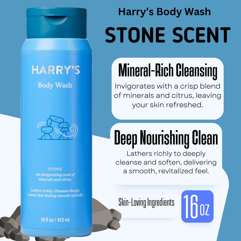 Harry's Men's Body Wash, 18 Fl oz (Pack of 4) | Men's Body Wash and Shower Gel Variety Pack - Stone, Redwood, Fig & Spring Scent | Sulfate-Free for Men - Image 2