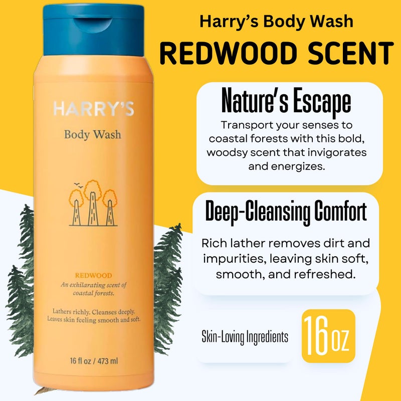 Harry's Men's Body Wash, 18 Fl oz (Pack of 4) | Men's Body Wash and Shower Gel Variety Pack - Stone, Redwood, Fig & Spring Scent | Sulfate-Free for Men - Image 3