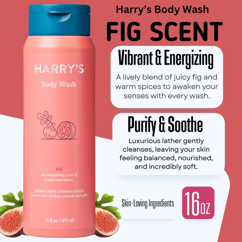 Harry's Men's Body Wash, 18 Fl oz (Pack of 4) | Men's Body Wash and Shower Gel Variety Pack - Stone, Redwood, Fig & Spring Scent | Sulfate-Free for Men - Image 4