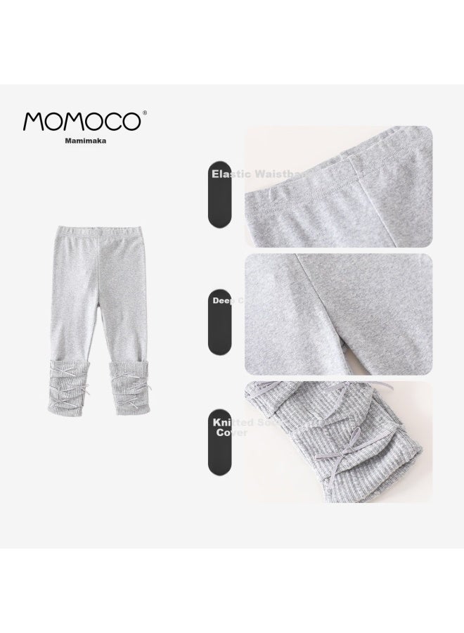 momoco Mami Maka Momoco Girls' Pants, Spring New Style Children's Trousers, Gray, Size 105 - Image 2