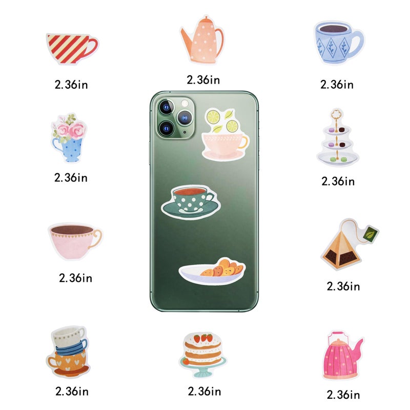 Cleverplay 100 Pack Tea Stickers, Floral Tea Time Party Favors, Birthday Decorations Gifts - Image 4