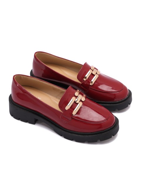 Women's Fashion Block Heel Loafer Shoes - Comfortable Non-Slip Sole