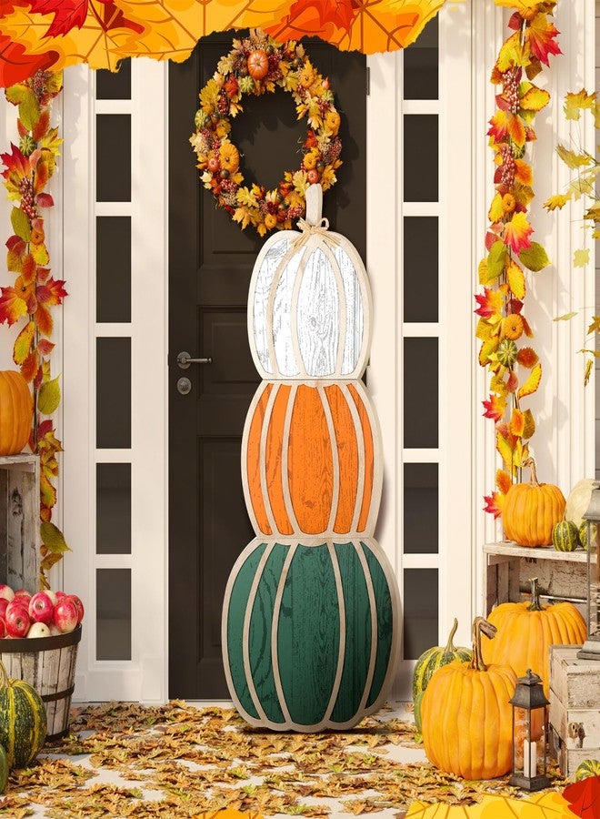 Colingmill Fall Stacked Pumpkins for Home Front Porch Decor 35 Inch Wood Fall Pumpkin Outdoor Decor Thanksgiving Harvest Farmhouse Pumpkins Sign for Yard Front Door Garden Patio Outdoor(Three-d) - Image 5