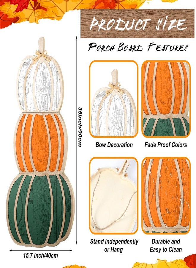 Colingmill Fall Stacked Pumpkins for Home Front Porch Decor 35 Inch Wood Fall Pumpkin Outdoor Decor Thanksgiving Harvest Farmhouse Pumpkins Sign for Yard Front Door Garden Patio Outdoor(Three-d) - Image 2