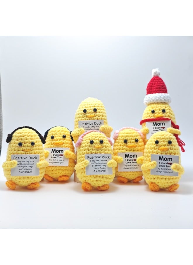Handmade Crocheted Yellow Duck Keychain Pendant Cute Positive Energy Expression Bag Duck Wool Doll Finished Product-Color:Long-legged Duck
