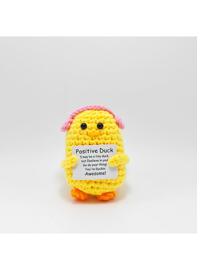 Handmade Crocheted Yellow Duck Keychain Pendant Cute Positive Energy Expression Bag Duck Wool Doll Finished Product-Color:Long-legged Duck