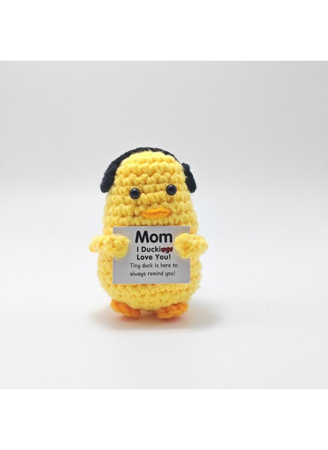 Handmade Crocheted Yellow Duck Keychain Pendant Cute Positive Energy Expression Bag Duck Wool Doll Finished Product-Color:Long-legged Duck