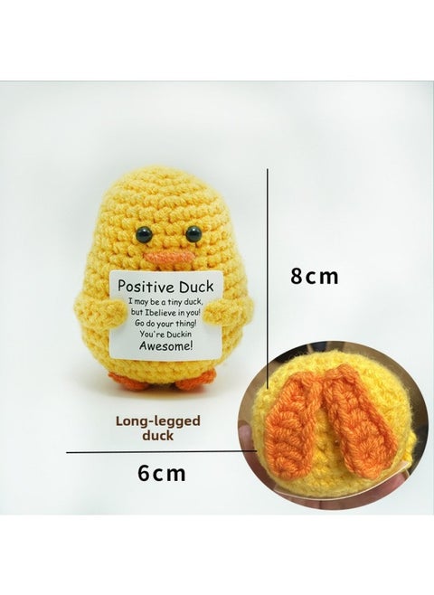 Handmade Crocheted Yellow Duck Keychain Pendant Cute Positive Energy Expression Bag Duck Wool Doll Finished Product-Color:Long-legged Duck