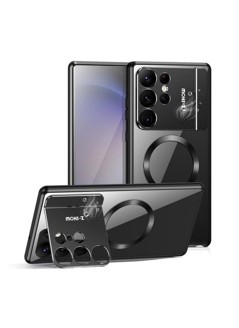 Metal Magnetic for Samsung Galaxy S23 Ultra Case,Compatible with Magsafe, Wireless Charging,Metal Bumper Frame,Metal Kickstand,Upgrade Aromatherapy (Black)Note: Not built with front screen protector