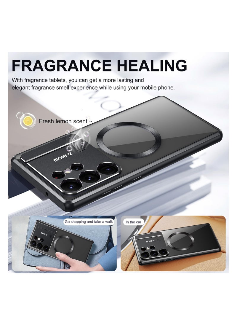 Metal Magnetic for Samsung Galaxy S23 Ultra Case,Compatible with Magsafe, Wireless Charging,Metal Bumper Frame,Metal Kickstand,Upgrade Aromatherapy (Black)Note: Not built with front screen protector