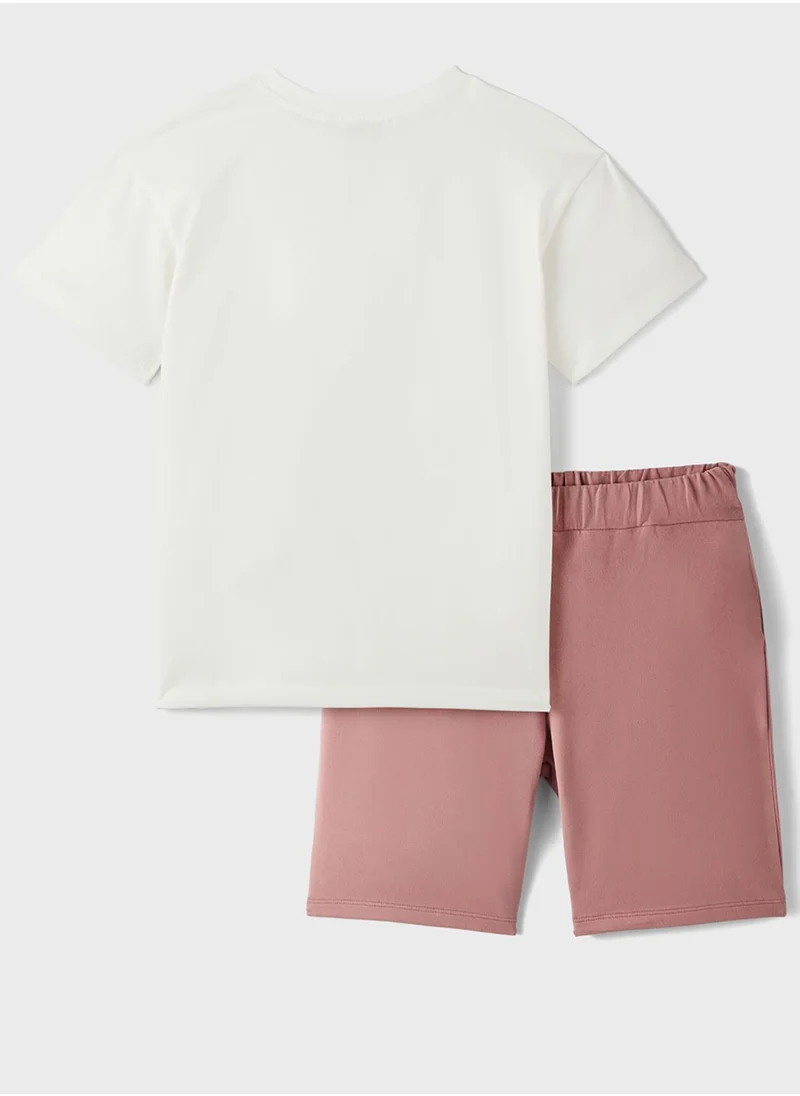 JUNE Kids Crew Neck T-Shirt And Short Set