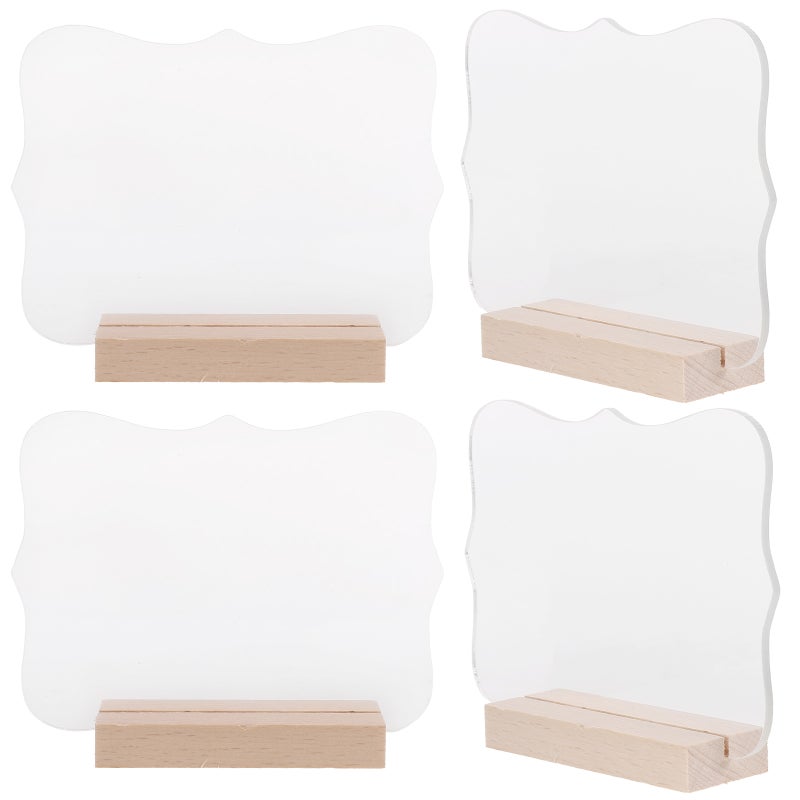 4pcs Transparent Sign Blank Table Sign with Wood Stand - Image 1