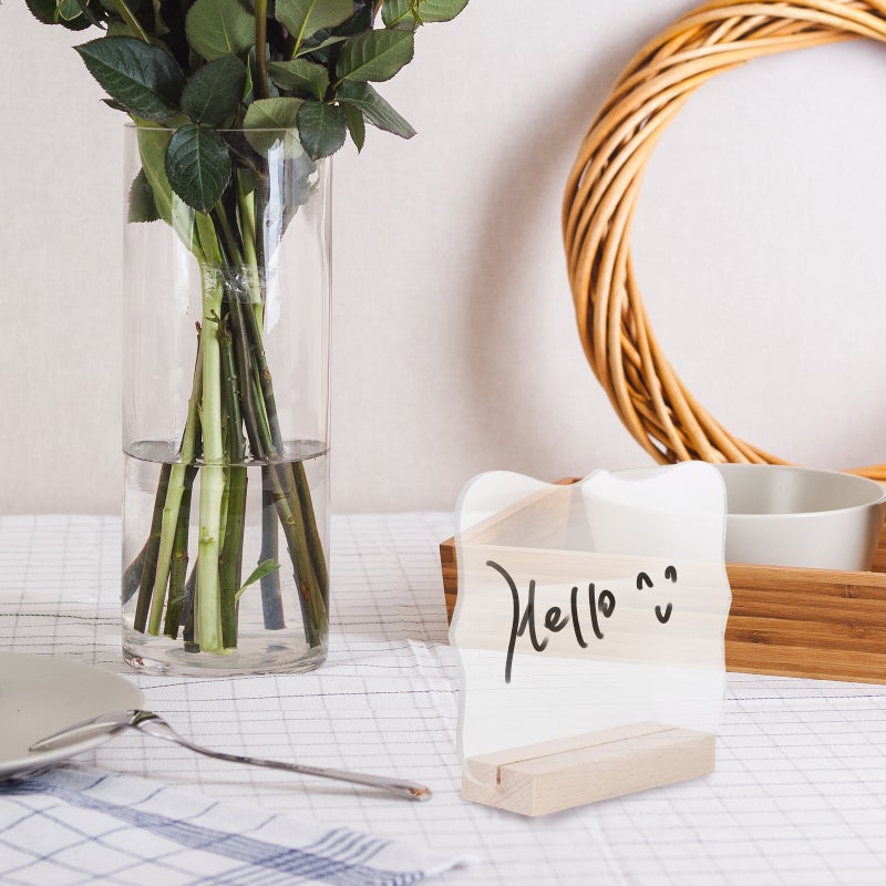 4pcs Transparent Sign Blank Table Sign with Wood Stand - Image 3