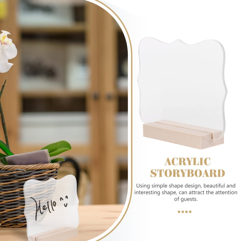 4pcs Transparent Sign Blank Table Sign with Wood Stand - Image 4