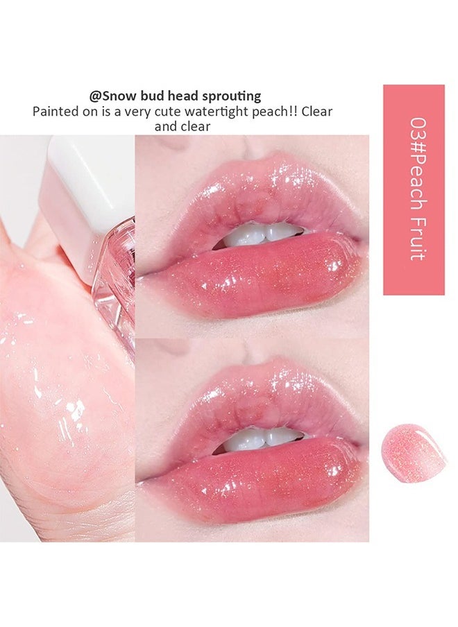 Kiss Beauty Fruit Pearlescent Plumping Lip Oil, Lip CarePearl & Shimmer Mini Lip Gloss Kit, Lip Care Hydrating Lip Gloss Tinted Lip Balm, Long Lasting & Nourishing Lip Glow Oil, Non-sticky Fresh Texture (Peach)  - Image 3