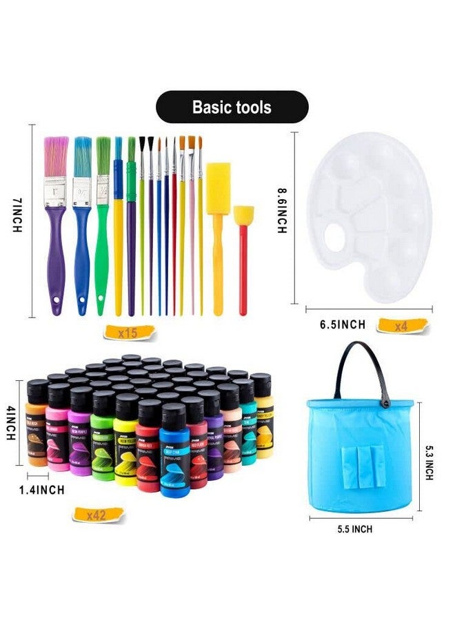 جوين مجموعة ألوان تمبرا قابلة للغسل من JOYIN للأطفال، 42 قطعة، ألوان سائلة غير سامة مع 15 فرشاة و4 لوحات ألوان - لوازم فنية للأطفال لمشاريع الفنون والحرف اليدوية، الرسم بالأصابع (2 أونصة لكل منها) - Image 5