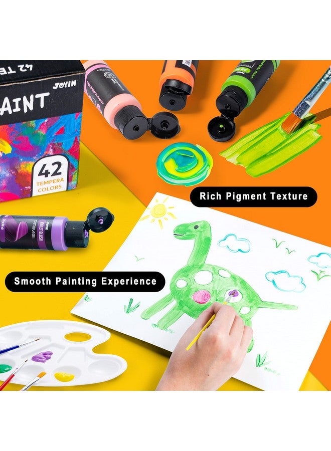 جوين مجموعة ألوان تمبرا قابلة للغسل من JOYIN للأطفال، 42 قطعة، ألوان سائلة غير سامة مع 15 فرشاة و4 لوحات ألوان - لوازم فنية للأطفال لمشاريع الفنون والحرف اليدوية، الرسم بالأصابع (2 أونصة لكل منها) - Image 4