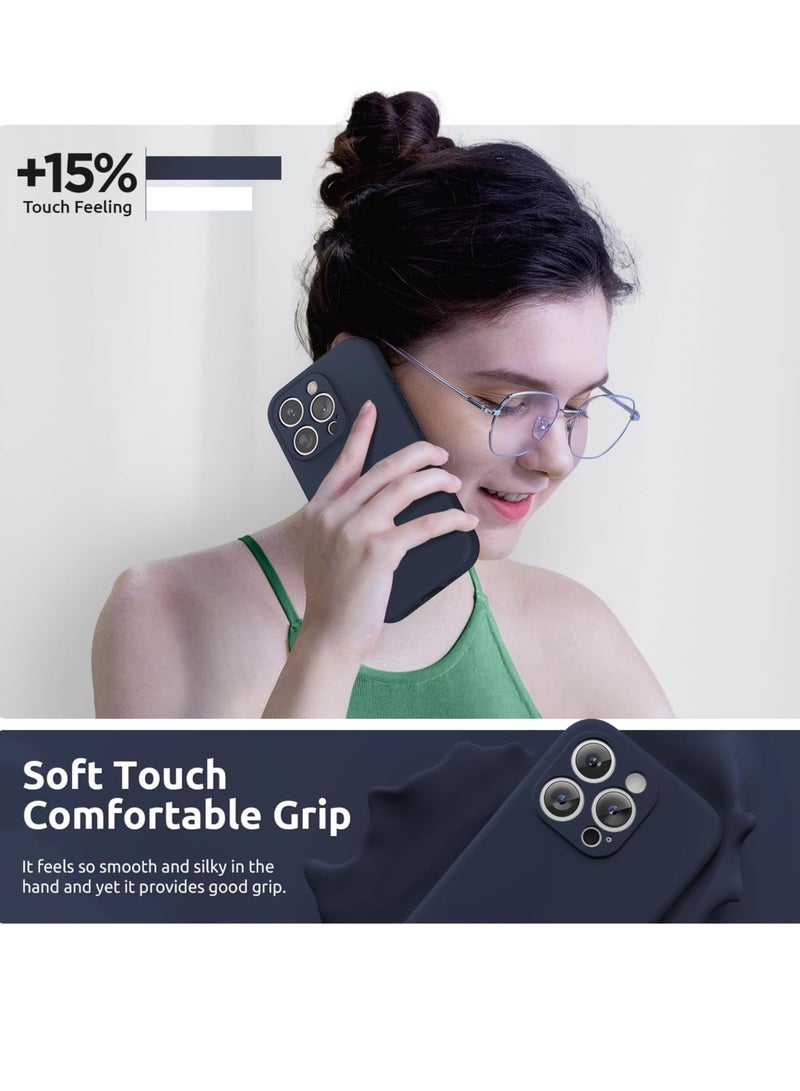 ELTRAZONE Design for iPhone 15 Pro Max Case [2 x Screen Protectors & 1 x Lanyard], Liquid Silicone Protection for Each Lens Shockproof Cover for iPhone 15 Pro Max 6.7 inch 2023, Midnight Blue - Image 5