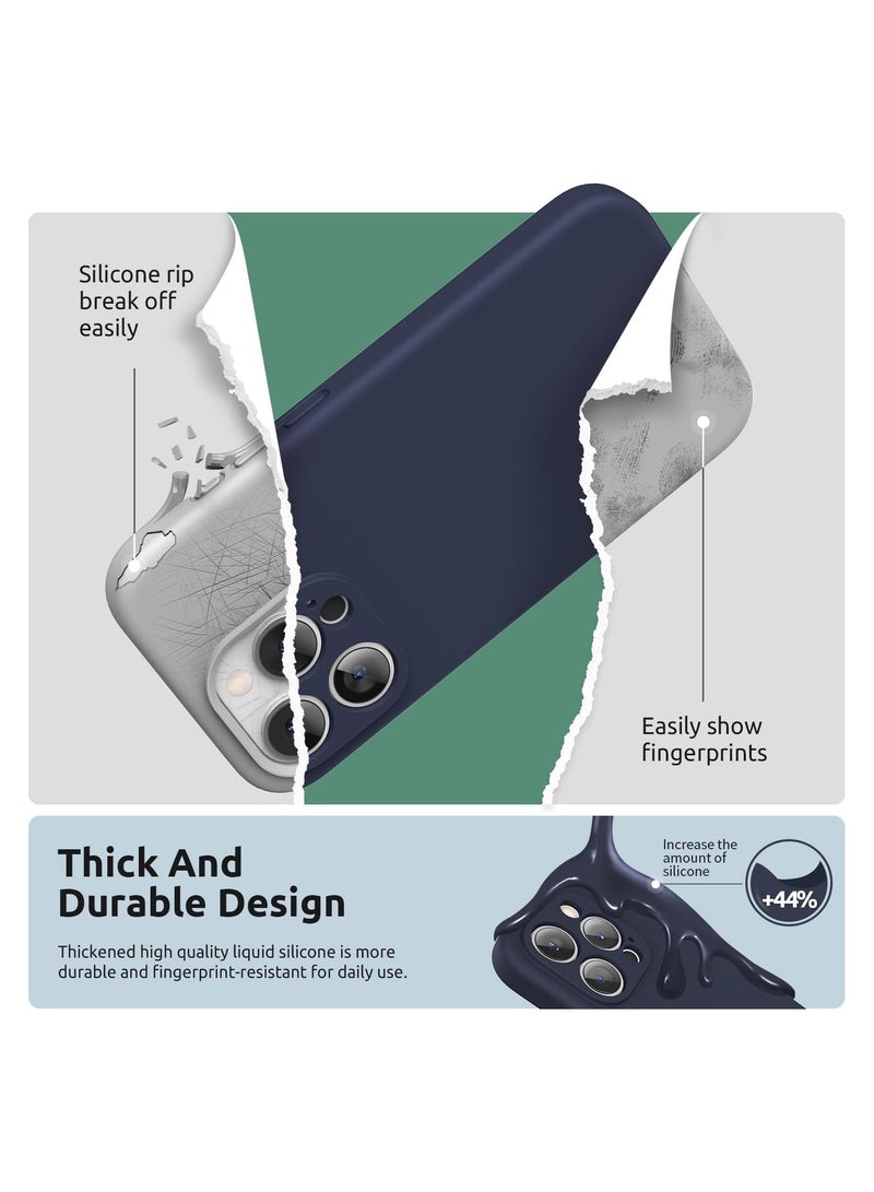 ELTRAZONE Design for iPhone 15 Pro Max Case [2 x Screen Protectors & 1 x Lanyard], Liquid Silicone Protection for Each Lens Shockproof Cover for iPhone 15 Pro Max 6.7 inch 2023, Midnight Blue - Image 2