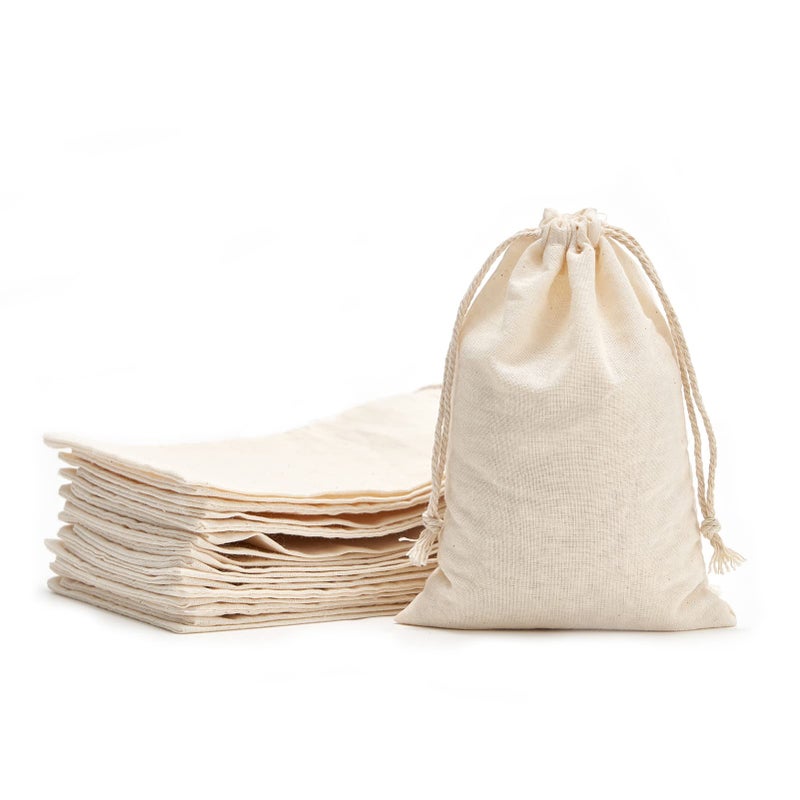 Tendwarm 20 Pack 39x59 Inches Cotton Drawstring Bags Reusable Muslin Sachet Bag for Party Wedding Storage Home Supplies