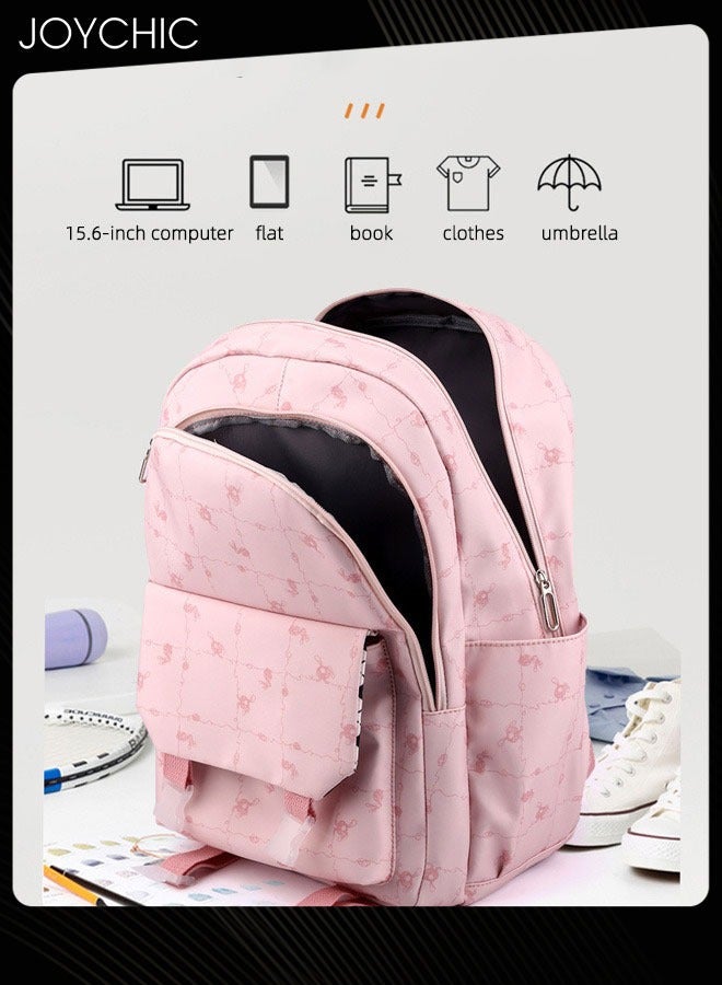 Joychic حقيبة ظهر مدرسية لطيفة مطبوعة برسومات جرافيكية مع جراب قلم رصاص وحقيبة ظهر خفيفة الوزن وسعة كبيرة تناسب مقاس 15/15.6 بوصة - Image 2