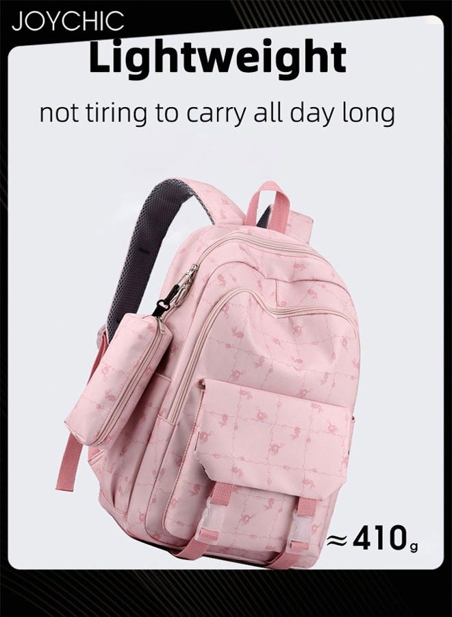 Joychic حقيبة ظهر مدرسية لطيفة مطبوعة برسومات جرافيكية مع جراب قلم رصاص وحقيبة ظهر خفيفة الوزن وسعة كبيرة تناسب مقاس 15/15.6 بوصة - Image 3