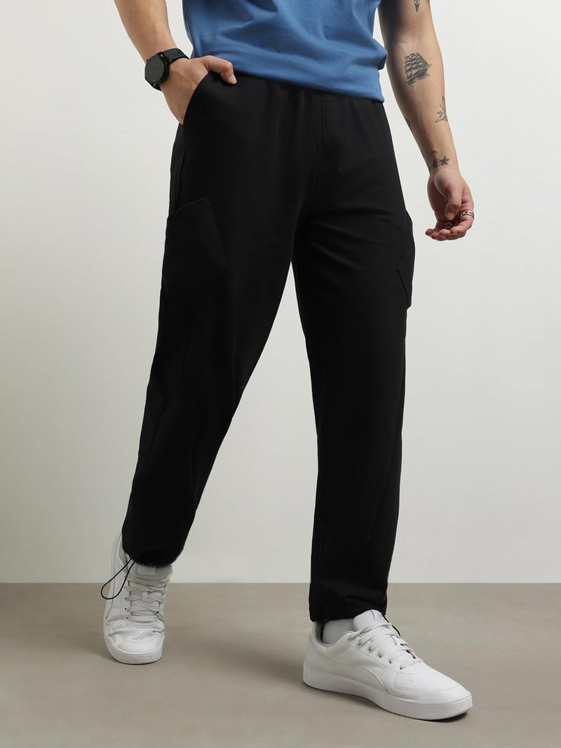 NOBERO Men Mid Rise Straight Sweatpants (1M-BWJG-R0123_Black, Large) - Image 5