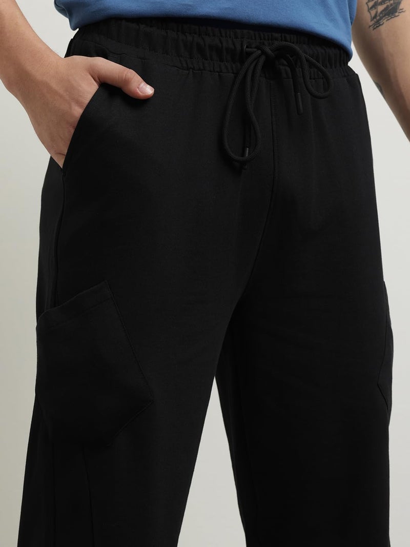 NOBERO Men Mid Rise Straight Sweatpants (1M-BWJG-R0123_Black, Large) - Image 2