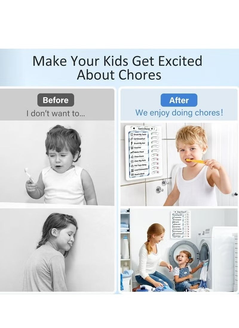 OMEVE - Chore Chart for Kids Sliding Routine Chart, DIY Blank Chore Chart Memo Boards, Home Chore Schedules Memo Checklist Plan Board, Dry Erase Memu Board, Meal Planner Fringe Whiteboard - Image 1