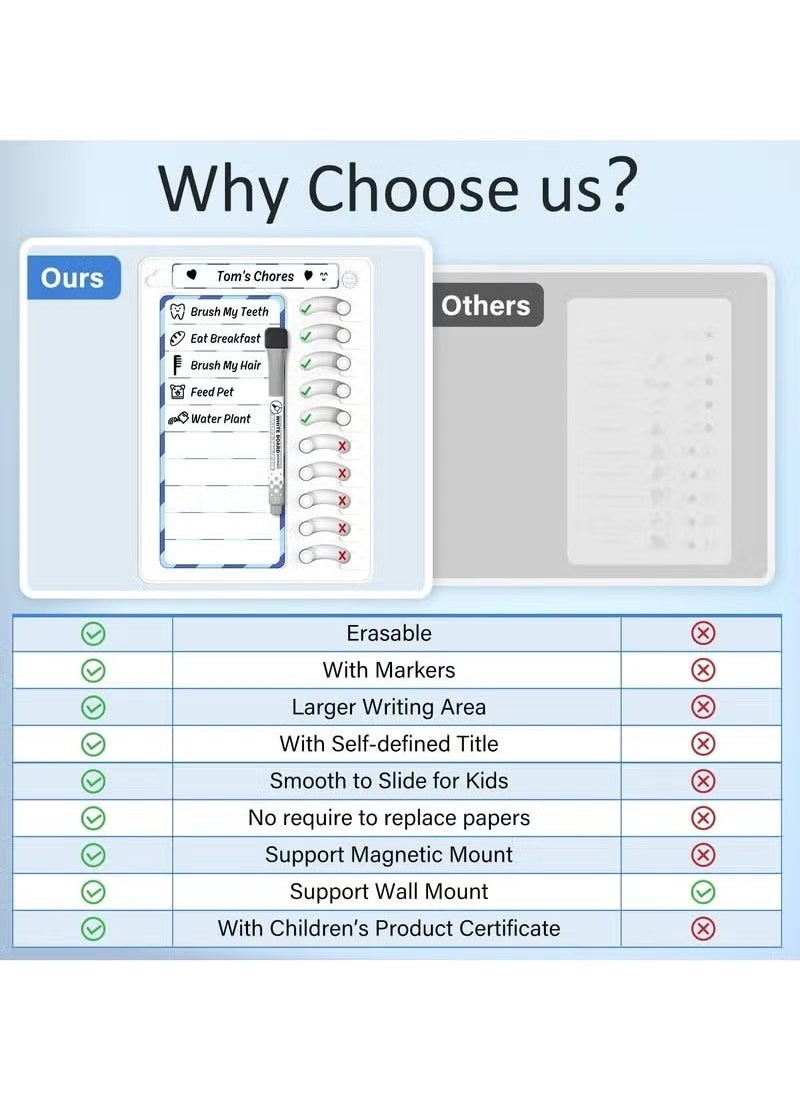 OMEVE - Chore Chart for Kids Sliding Routine Chart, DIY Blank Chore Chart Memo Boards, Home Chore Schedules Memo Checklist Plan Board, Dry Erase Memu Board, Meal Planner Fringe Whiteboard - Image 1