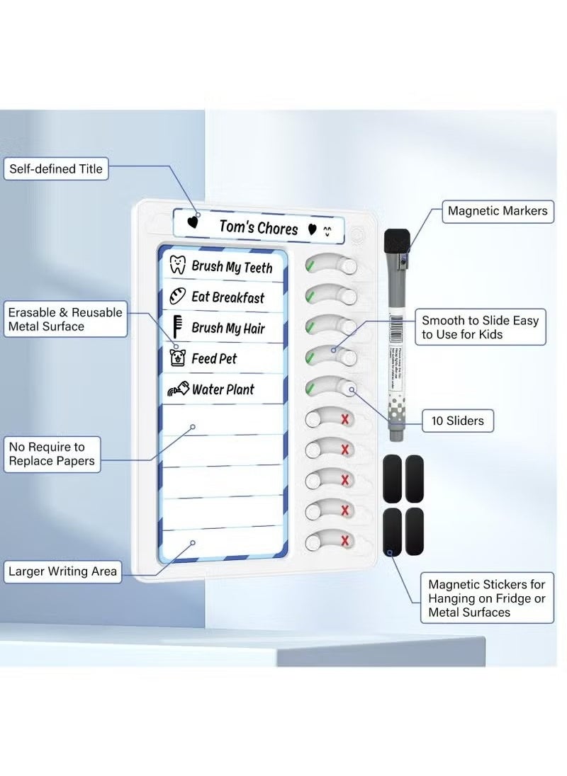OMEVE - Chore Chart for Kids Sliding Routine Chart, DIY Blank Chore Chart Memo Boards, Home Chore Schedules Memo Checklist Plan Board, Dry Erase Memu Board, Meal Planner Fringe Whiteboard - Image 1