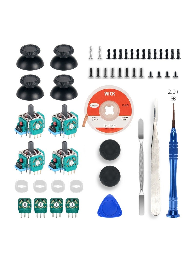 PS5 Controller Analog Joystick , with 4 Joysticks, 4 Potentiometers, 4 Thumbsticks, 2 Thumbgrips, Repair Kit - Image 1
