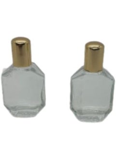 2 Roll-on Refillable Glass Perfume Bottle Purse or Travel Size. flat 1/2oz .15ml.with gold lids