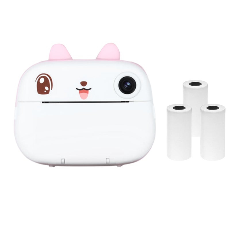 Kids Camera Instant Thermal Printer 2.4 Inch Screen Dual Camera Support Timer Shooting 1080P Video Recording Thermal Inkless Printing with 3 Rolls White Print Paper Toddler Learning Toy Birthday Gift - Image 1